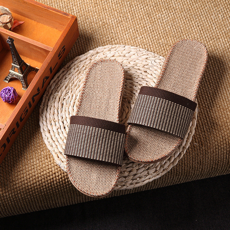 Women linen summer home slippers